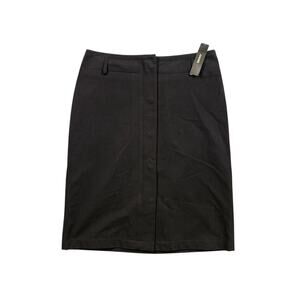 DKNY Skirt Womens 4 Black Front Zip Snap Pencil Straight Back Pocket Knee Length